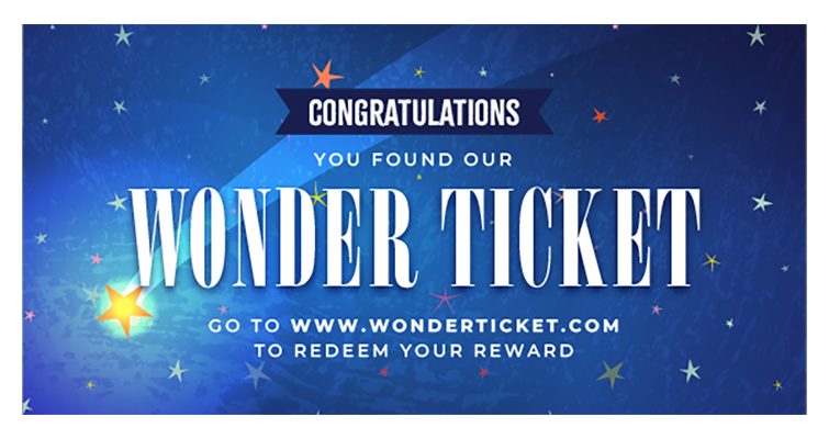 Blue congratulations wonder ticket design with stars for promotional marketing and rewards