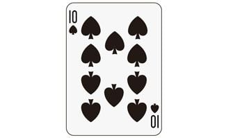 Ten of spades playing card showing ten black spade suits for professional poker printing