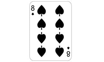 Eight of spades playing card showing eight black spade suits for poker card printing