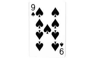 Nine of spades playing card displaying nine black spade symbols for card printing services
