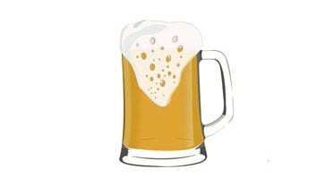 Single beer mug with foam illustration for drinking game graphics and party material printing
