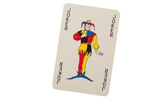 Colourful joker playing card showing traditional jester design for custom card deck printing services