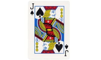 Jack of spades face card showing colourful court card design for professional playing card printing
