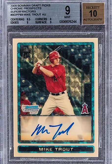 2009 Bowman Draft Picks Chrome Mike Trout autographed rookie card BGS 9 Mint