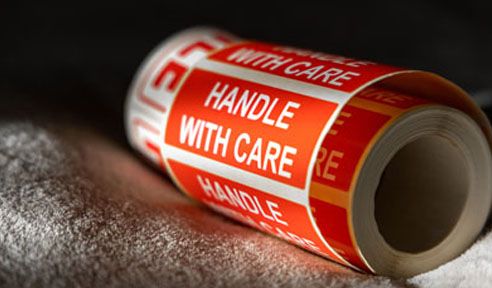 Handle with care shipping labels for fragile trading card orders and collectibles