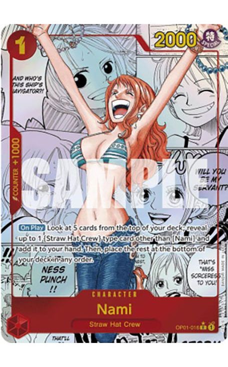 Nami One Piece trading card manga alternate art rare collectible card game printing