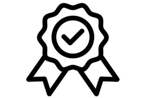 Quality assurance certificate badge icon for premium trading card printing and manufacturing standards