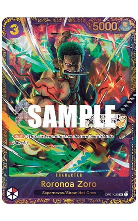 Roronoa Zoro One Piece trading card game special tournament promo collectible card printing