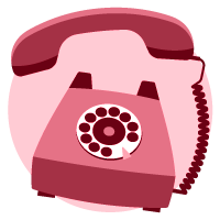 Maroon coloured circle with a telephone