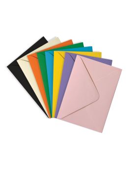 Blank Coloured Envelopes Fanned - Light Pink, Lilac, Bright Yellow, Bright Blue, Dark Green, Orange, Ivory, Black