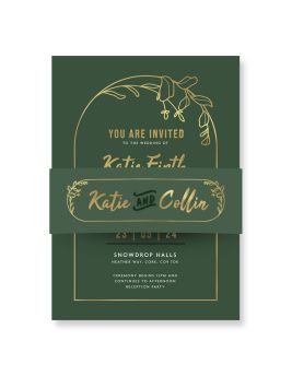Metallic Gold Foil Belly Band And Invitation