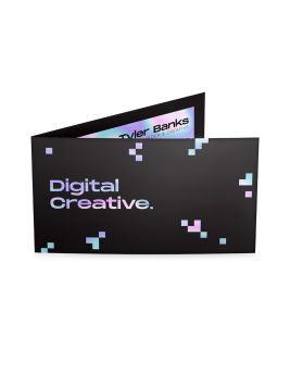 Metallic Foil Folded Business Card Holographic Front