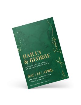 Metallic Gold And Green Foil Invitations Angled