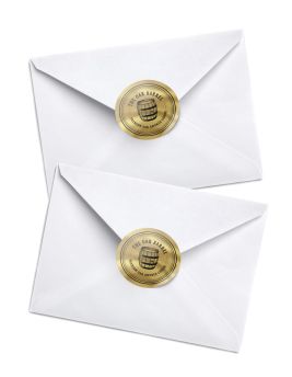 Metallic Foil Envelope Stickers Gold Circle With Envelope