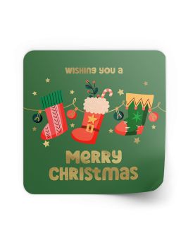 Metallic Gold Foil Christmas Stickers Square