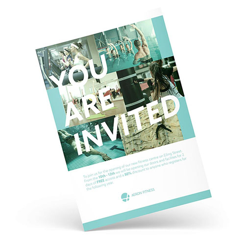 A5 'you are invited' invitation for a gym