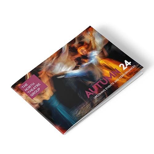 Landscape brochure for The North Theatre Group's Autumn '24 season, featuring a contemporary dance image that covers the entire front cover.