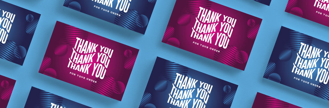 Thank you card examples in blue and pink
