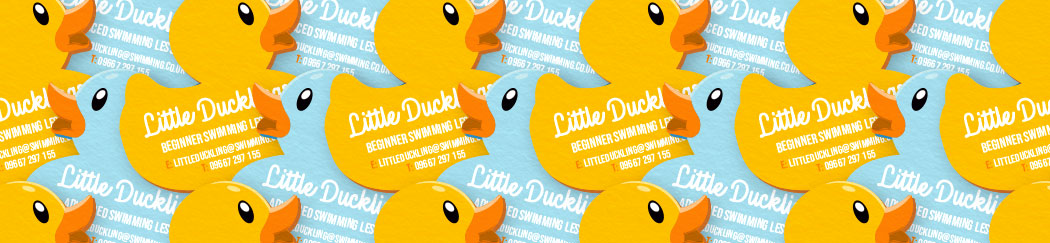 Duck shaped business cards for swimming instructor business