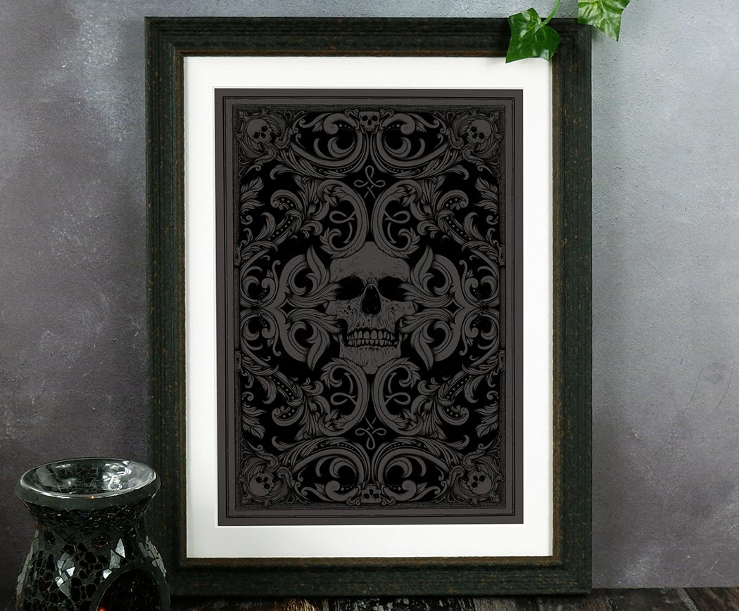Colorplan Dark Grey With Black Skull Print