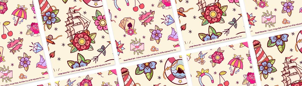 Tattoo Flash Sheets Colorful Traditional Tattoos