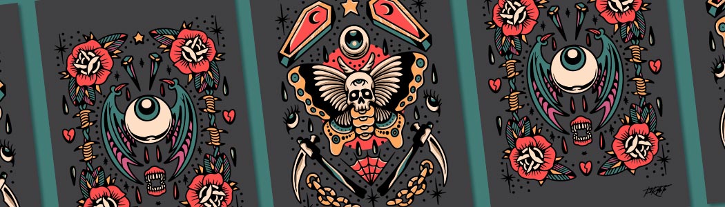 Tattoo Posters Dark Moth And Eye Design