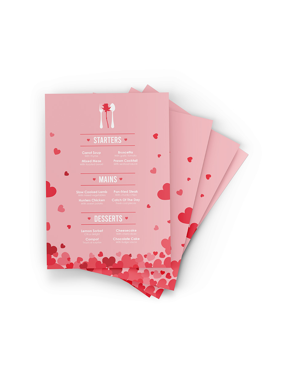 Valentines Menu Printing Aura Print