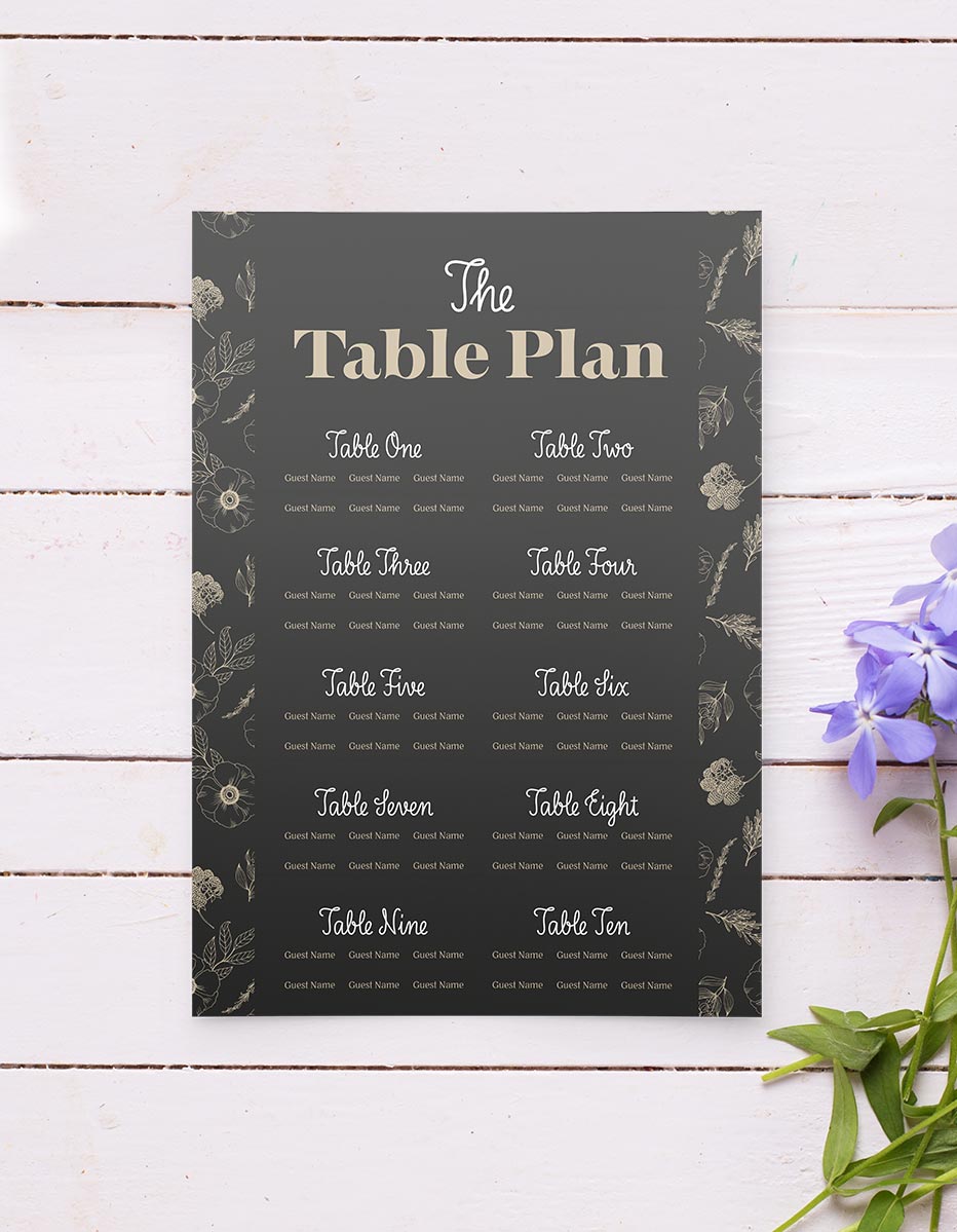 Middleton Wedding Table & Seating Plan