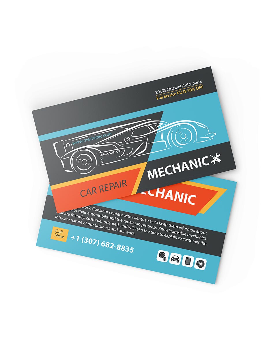 Printed Mechanic Business Cards